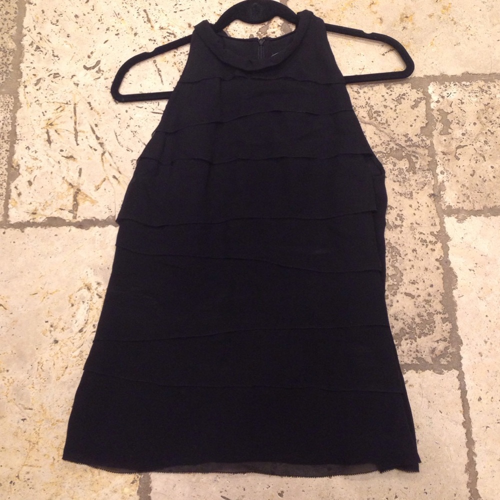 Vince black layered silk top